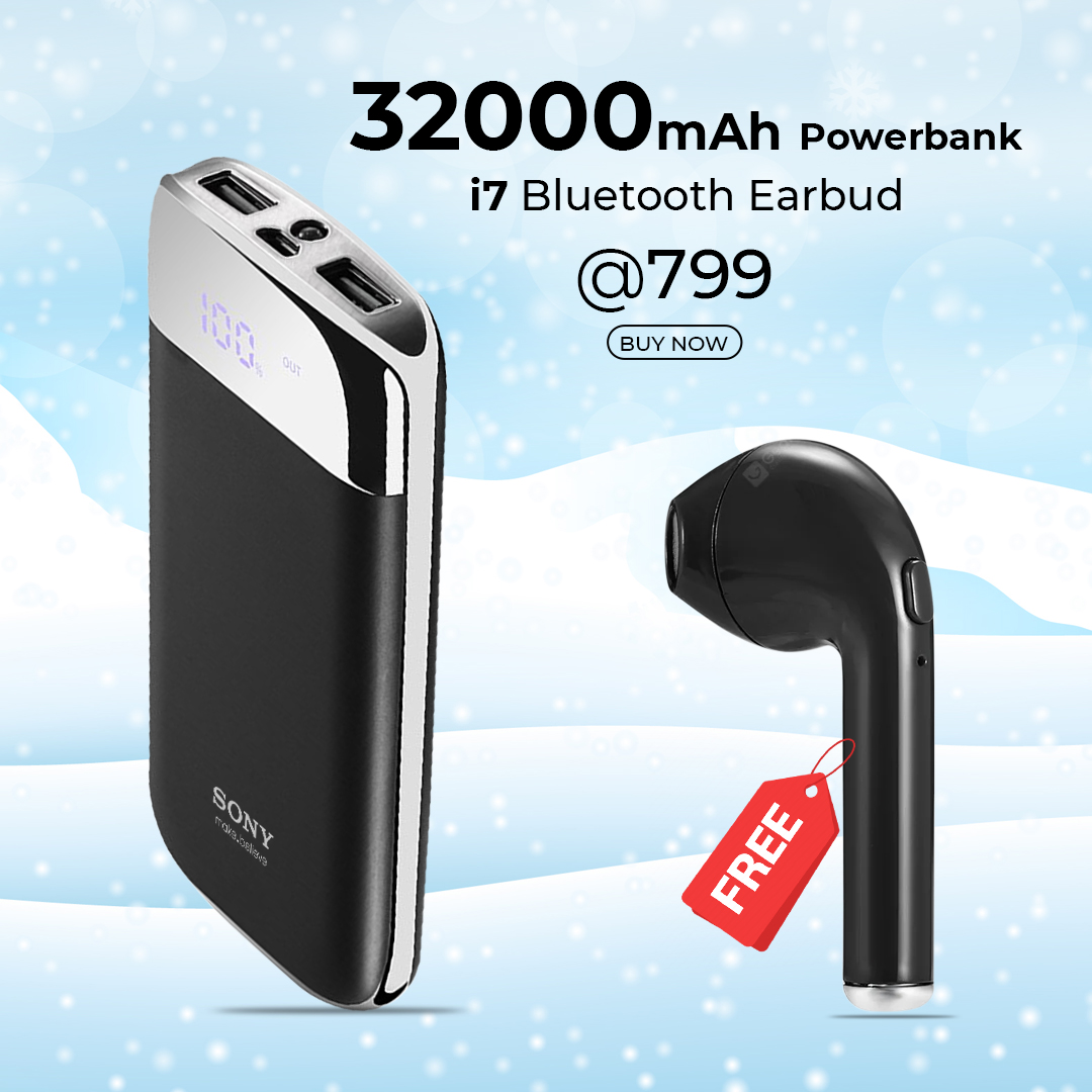 32000mah Power Bank with i7 wireless headset free